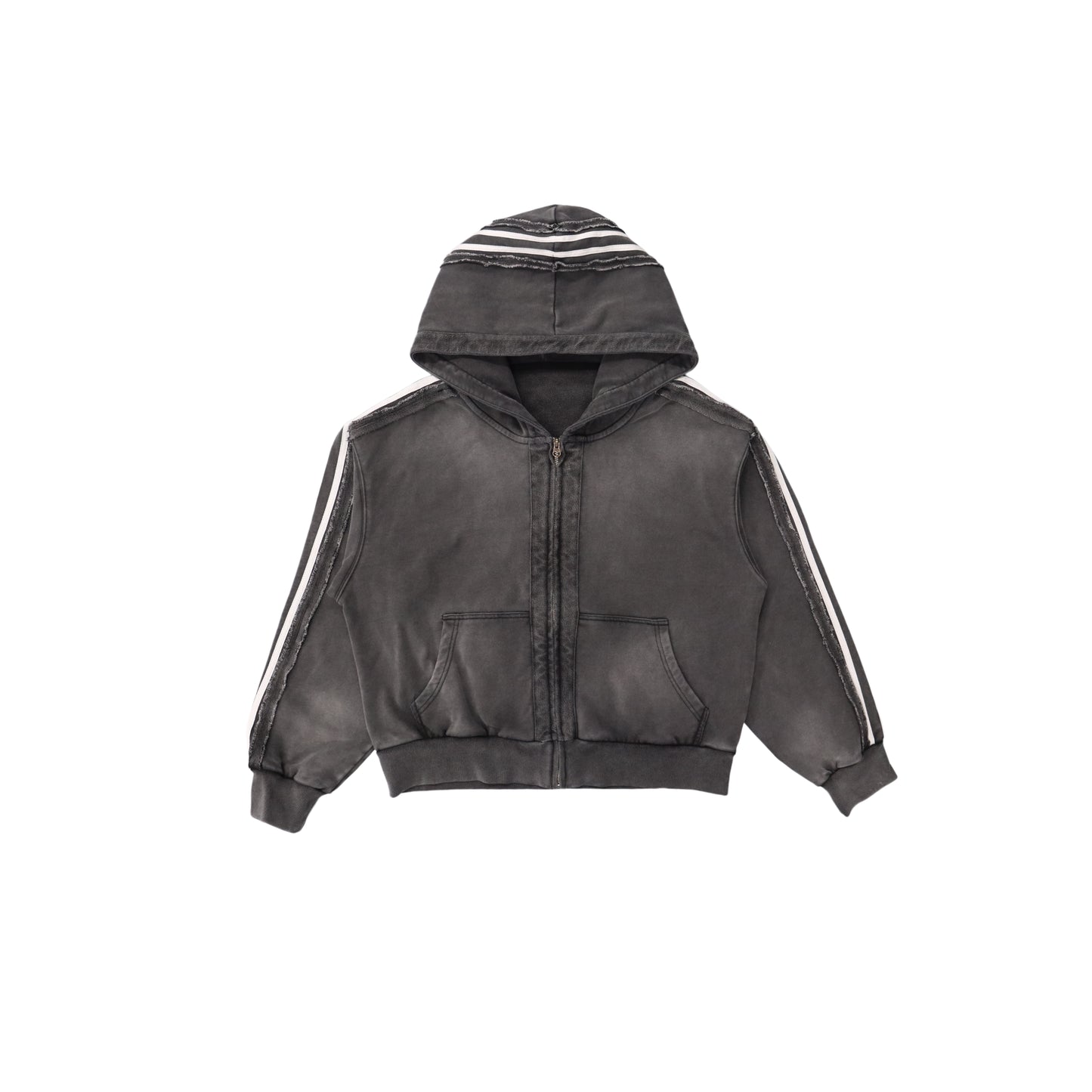 Washed Black Zipper Hoodie Set