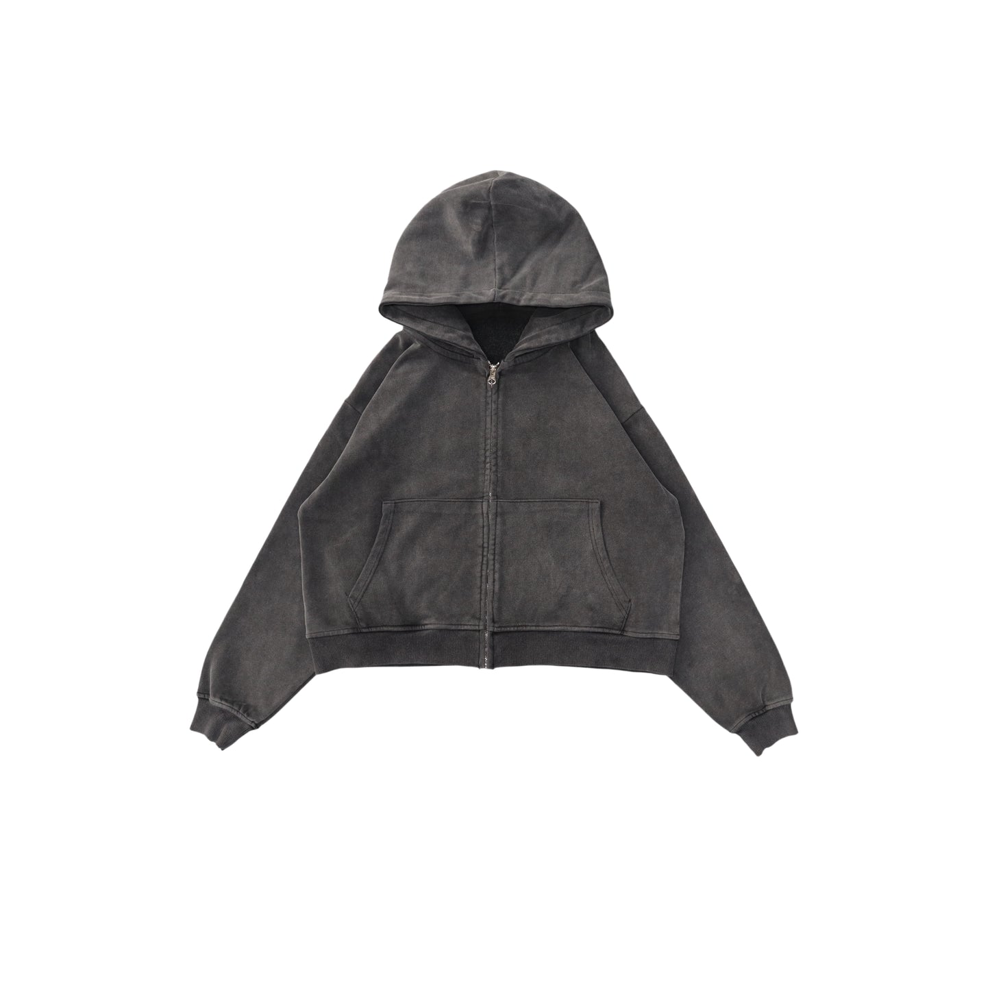 Washed Black Zipper Hoodie
